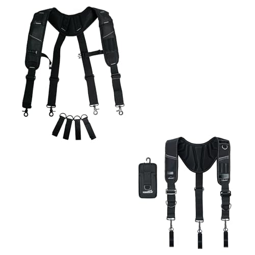 KUNN Tool Belt Suspenders & Leather Tool Belt Suspenders with Phone Holder