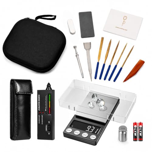 SKEAP Jewelry Testing Kit – Professional Diamond Tester & Gold Testing Kit, Includes Diamond Tester Pen, Jewelry Scale, Stone File, polishing Knife, etc– Ideal for Home, Jewelry Stores & Pawn Shops