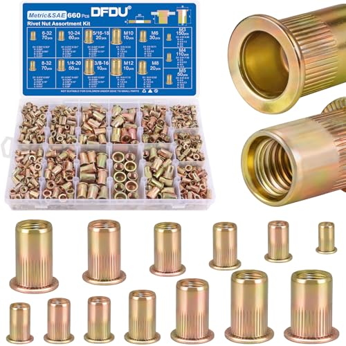 660Pcs Metric & SAE Rivet Nut Kit Threaded Nutserts Set Metric & SAE 660pcs
