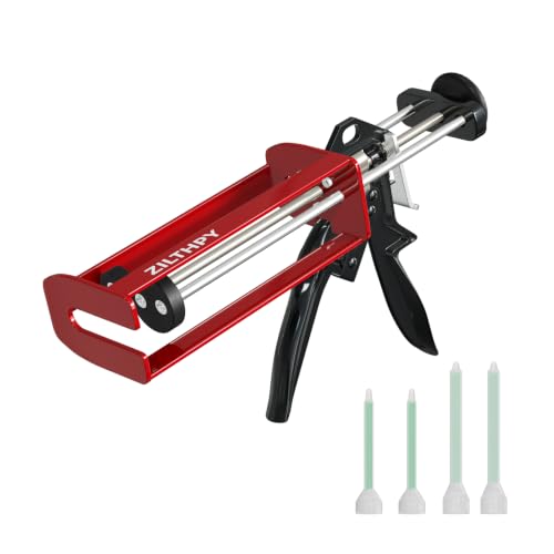 Dual Cartridge Epoxy Gun 200 ml 6.75 fl oz 08115 Panel Bonding Adhesive Gun Auto Body Repair Gun Two-part Epoxy Gun Seam Sealer 08308 Dual Cartridge Gun 1:1 & 2:1 Ratio, Red