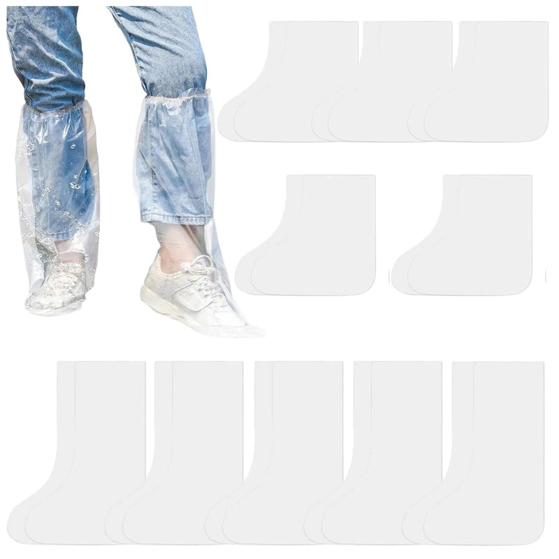 10 Pairs Waterproof Non-Slip Shoe Covers for Adults Transparent Long and Short Shoe Protector Rain