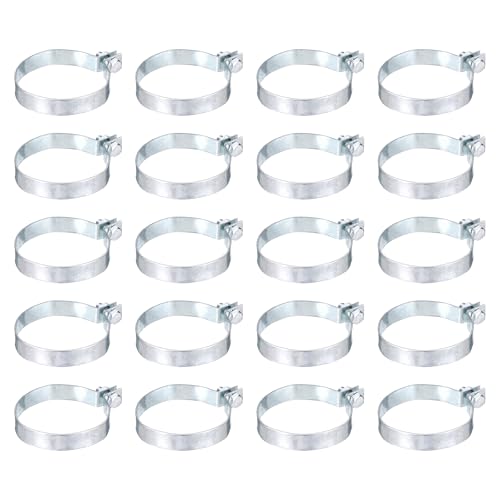uxcell 20Pcs Brace Bands Chain Link Fence, Galvanized Steel Tension Bands with Bolts & Nuts for 2-15/16" Chain Link Post, Pipe, Gate, Fences Panels, Silver (4.2" Length x 0.7" Width) 2-15/16" ID x 4.2" Length x 0.7" Width 20