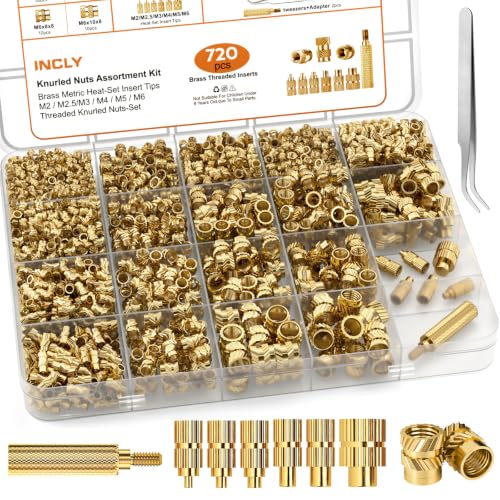 INCLY 720PCS Threaded Inserts M2 M2.5 M3 M4 M5 M6 for 3D Printing 720Pcs M2-M6