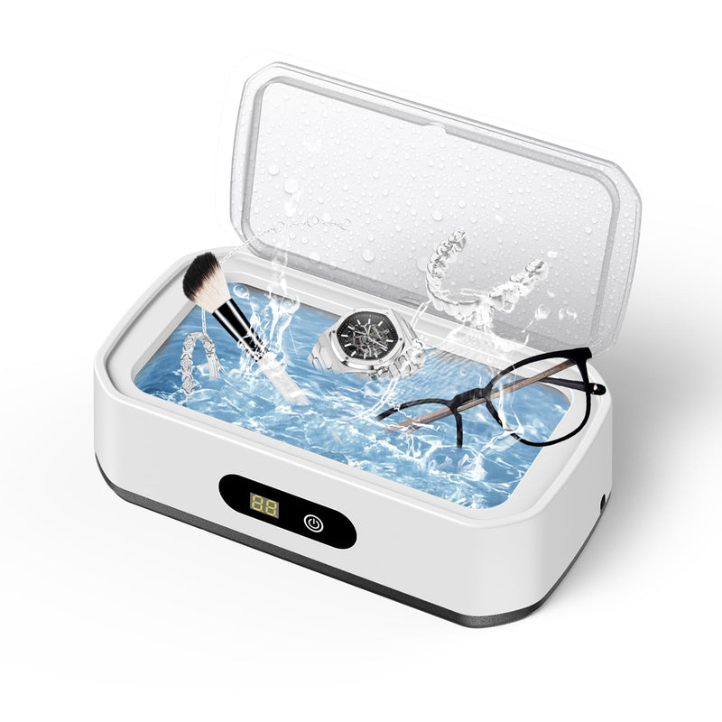 PKBD 2026 Upgrade Large Capacity Ultrasonic Cleaner, 50kHz Ultrasonic Cleaner Machine with 5 Modes Timer for Glasses Jewelry Dentures-304 Stainless Steel Tank, White & Black White&Black