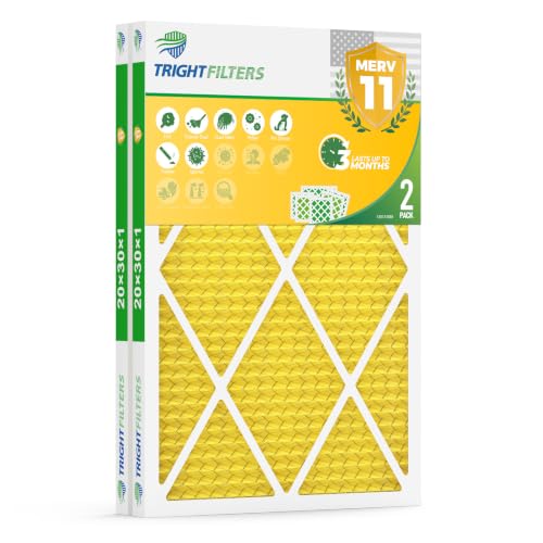 TRIGHTFILTERS 20x30x1 Air Filter MERV 11 HVAC Furnace Filter Pleated 2 Pack