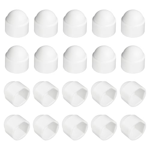 uxcell Nut Protection Cap, 20Pcs M18x26x32mm - Plastic Hexagonal Screw Protection Cap, Dome Acorn Hex Head Bolt Covers, Waterproof Decorative Caps (White) White 20