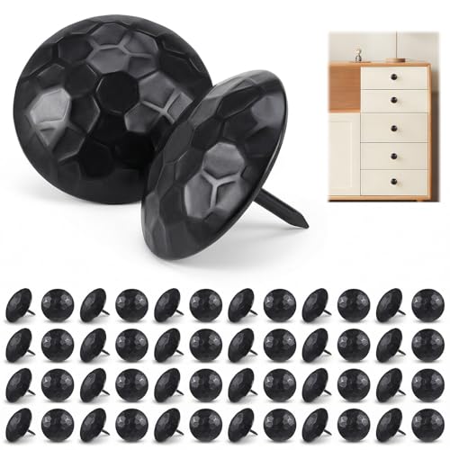 50 Packs Decorative Clavos Nails 1.5 Inch, Large Iron Antique Round Head Nails for Rustic Wood Doors, Furniture, Barn Gates & Faux Beams (Black)