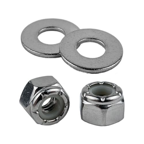 1/4" x 5/8" Flat Washers and 1/4"-20 Nylon Insert Locknuts Bundle 304 Stainless Steel 18-8 SS Pack of 50 Each