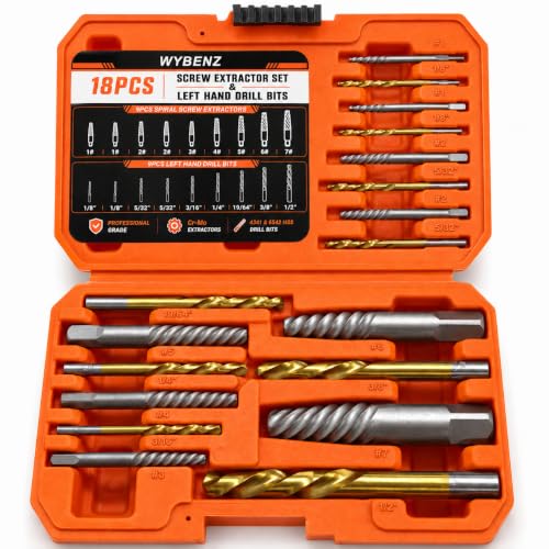 18Pcs Screw Extractor and Left Hand Drill Bits Set, Easy Out Bolt Extractor 18Pcs