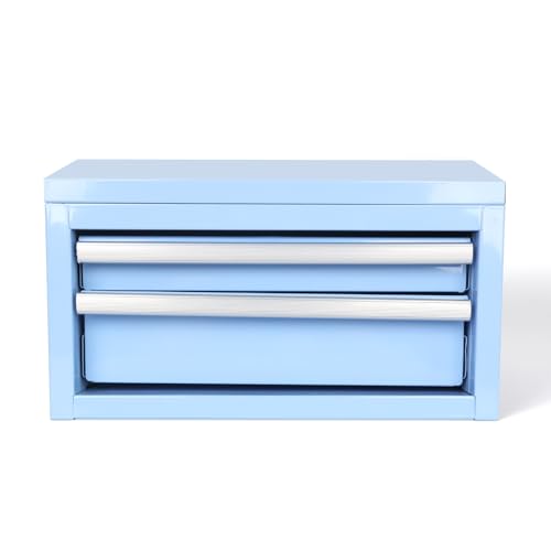 Mini Steel Tool Box with Drawers - Small Tool Chest for Small Item Storage Organizer - Portable Metal Toolbox Organizer with Tool Drawer (mini blue) mini blue