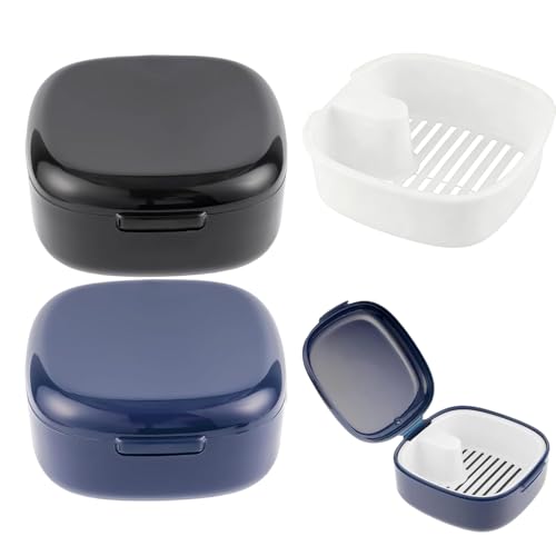 2 Piece Denture Box, Denture Box with Sieve, Portable Dentures Bath Box