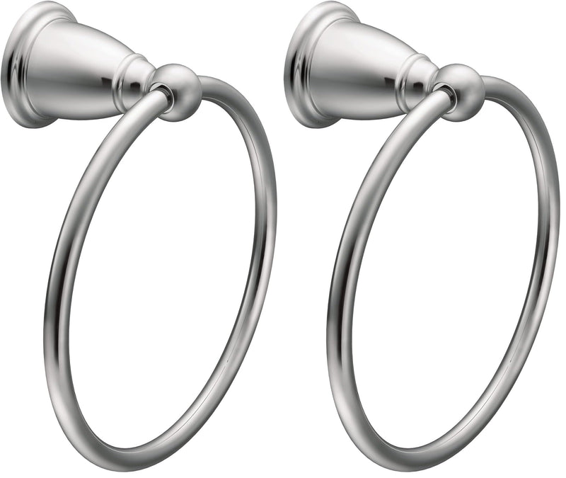 Moen YB2286CH Brantford Collection Traditional Single Post Bathroom Hand Towel Ring, Chrome (Pack of 2) (Pack of 2)