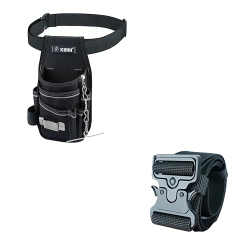 KUNN Tool Pouch,7-Pocket Electrician Pouch with Belt Clip & 2-Inch Work Tool Belt