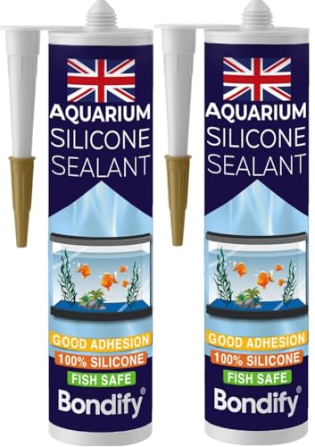 Aquarium Safe Silicone Sealant Clear, High Elasticity Fish Safe Adhesive 2PCs x 9.5floz Solvent Free, Non-Toxic Pond Sealant, Underwater Marine Sealant, Fish Tank Silicone, Sanitary Silicone CLEAR - 2PCs