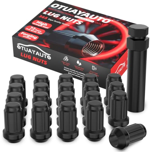 OTUAYAUTO 1/2-20 Lug Nuts,Replacement for 1987-2018 Jeep Wrangler 1/2-20" 20 PCS Black
