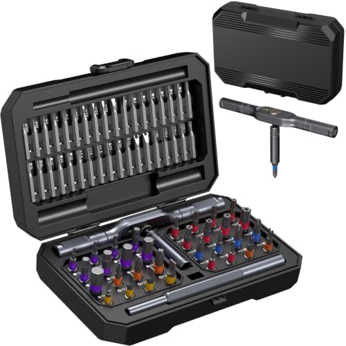 71 in 1 Ratcheting Screwdriver Set, Magnetic Multi Bit Screwdriver Kit with T Ratchet Handle, Precision Screwdriver Kit, S2 Steel Bits, Magnetizer, Electronics Repair Tool Kit for Phone Laptop PC PS5 71in 1 Black