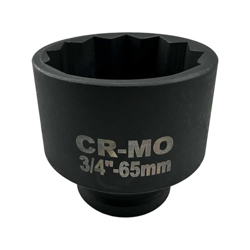 65mm Impact Socket, 3/4" Drive 12 Point Metric Axle Nut Socket Wrench, 40CR Heavy Duty Spindle Nut Remover Tool for Auto Repair (65mm) 65mm