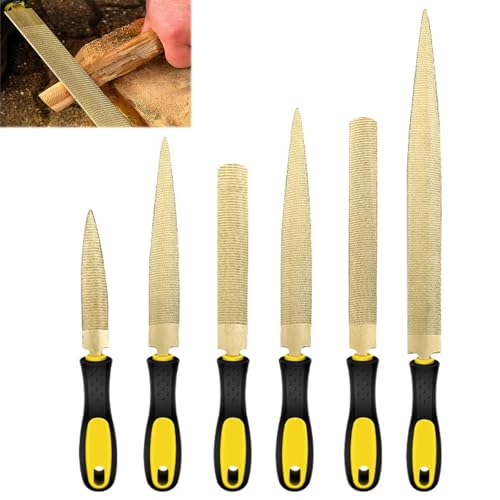 Golden Wood Rasp 6PCS, 4"-6"-8"-10" High Carbon Steel Tapered Rasps File for Sharping Carving Wood Woodworking