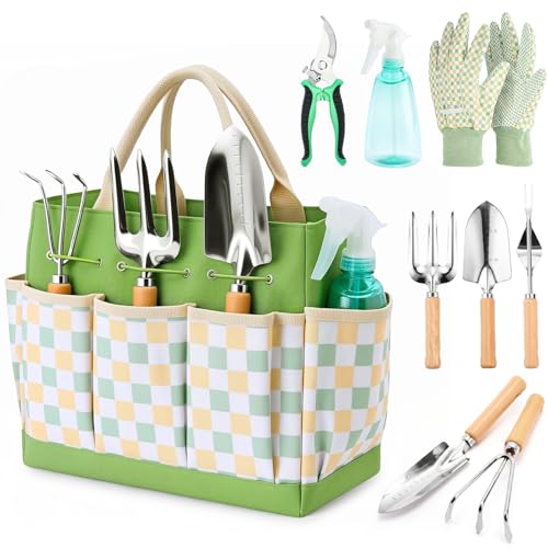 Heavy Duty Gardening Tool Set with Tote Bag, Great Gift for Gardeners