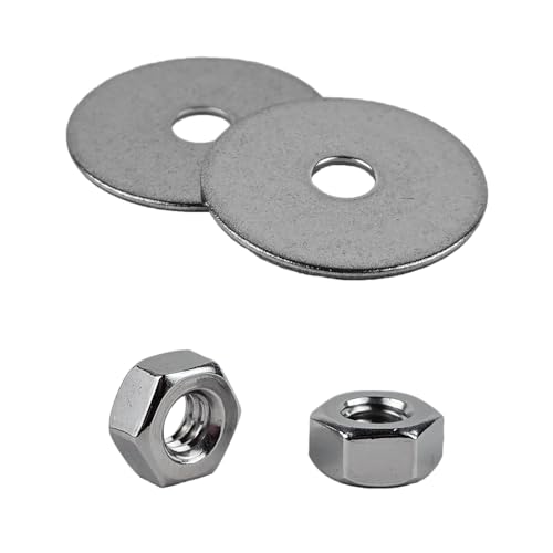 1/4" x 1-1/4" Fender Washers and 1/4"-20 Hex Finish Nuts Bundle 304 Stainless Steel 18-8 SS Pack of 25 Each