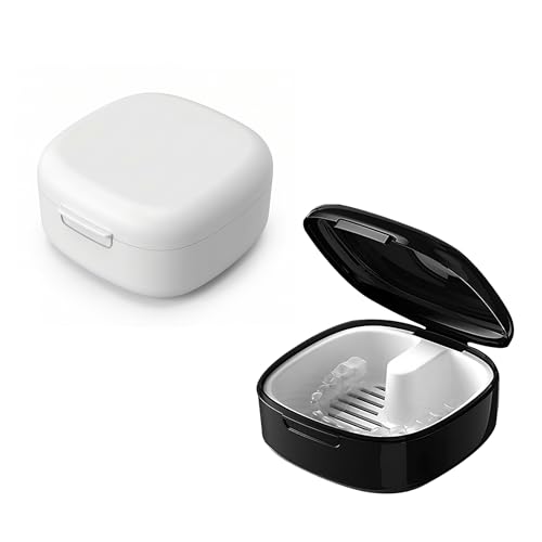 Pack of 2 Braces Box, Denture Box, Dental Splint Box, Dental Prosthesis Box with Sieve, Denture Box, Dentures Storage, Braces Box, Crunch Rail Box for Cleaning