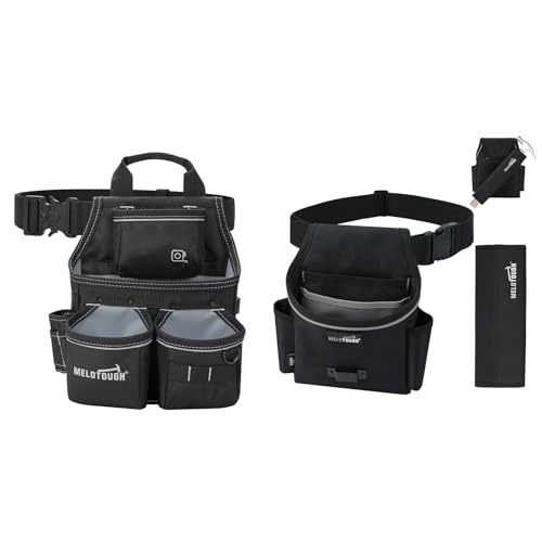 MELOTOUGH Tool Pouch with Belt, Electrician Tool Pouch with Detachable Hammer Holster for Electrician, Carpenter, Construction