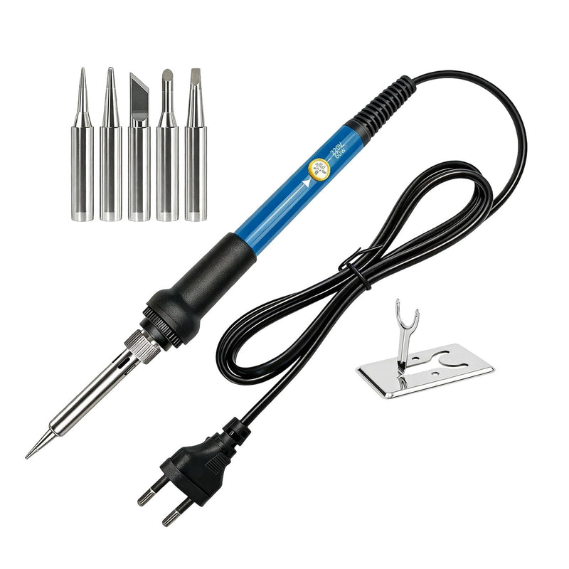 Soldering Iron Set 60 W, Soldering Station with LCD Display, Adjustable Temperature 180-500 °C, Quick Heating Soldering Device with On/Off Switch, 5 Soldering Tips, Solder, Stand for Electronics