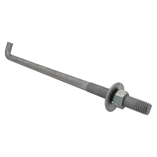 3/4" x 14-inch Galvanized Threaded Anchor Bolts with Hardware for Wood, Concrete (10 Pack) 14 Inch