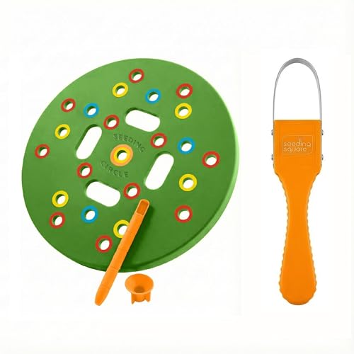 Seeding Circle + Sneaky Weeder Bundle – Circular Seed Spacing Template with Hand Weeding Tool for Container Gardening, Grow Bags & 5-Gallon Buckets