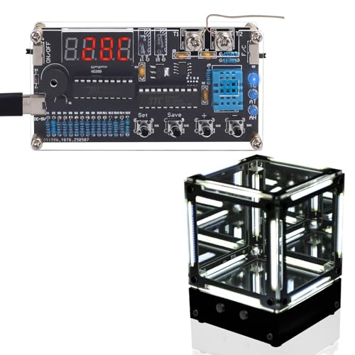 Lumenrix Soldering Project, Thermocouple Thermometer DIY Kit, DC 4.5-5V Digital Temperature Humidity Sensor, DIY Night Light Soldering Practice Kit, Adjustable LED Brightness Light Mode Magic Cube