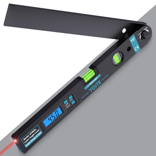 Digital Angle Finder 225° with Laser Guide, Backlit LCD & Bubble Levels