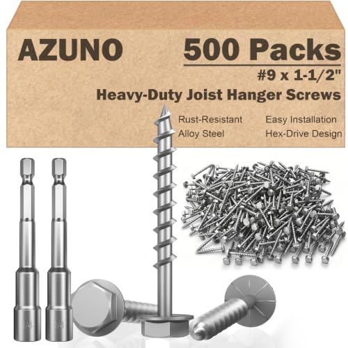 Connector Screws #9 x 1-1/2" Joist Hanger Screws with 1/4" Hex Drive 500Pcs 500