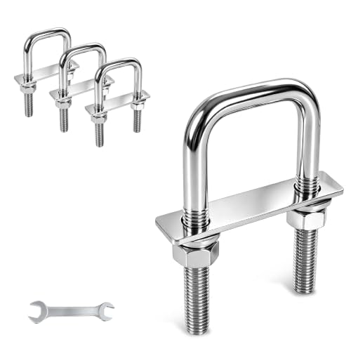 4 Pcs Heavy Duty M12 Square U Bolts Kit, 3-1/16 Inch Wide 304 Stainless Steel U-Bolt with Frame Plates and Washers, Marine Grade 1/2" x 3-1/16"W x 7-5/16"L Trailer Axle Clamp M12 x 3-1/16" W x 7-5/16" L 4