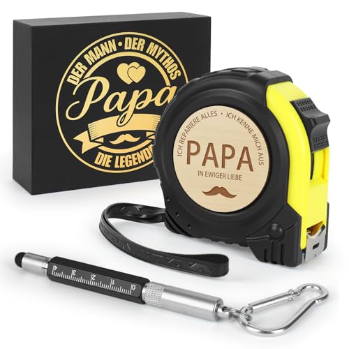 Dad Gift - Tape Measure Gift Set with Multifunction Pen | Original dad gift with engraved measuring tape, multifunctional pen and gift box - ideal for Father's Day and birthday