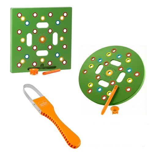 Seeding Circle + Seeding Square + Sneaky Weeder Bundle – Seed Spacing Templates for Containers & Raised Beds with Hand Weeding Tool
