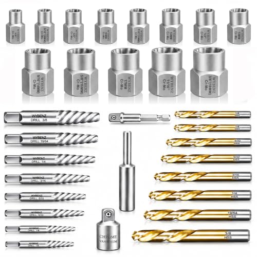 32Pcs Screw Extractor and Left Hand Drill Bits Set Easy Out Bolt Extractor 32pcs