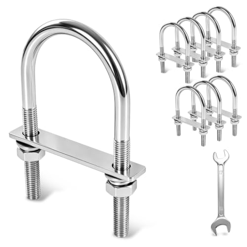 8 Pack U Bolts 2.5 Inch Wide, U-Bolts M10×65mm×127mm 304 Stainless Steel Multi-Use U Bolt for Trailer Chassis, Truck & Hardware M10x65mmx127mm 8