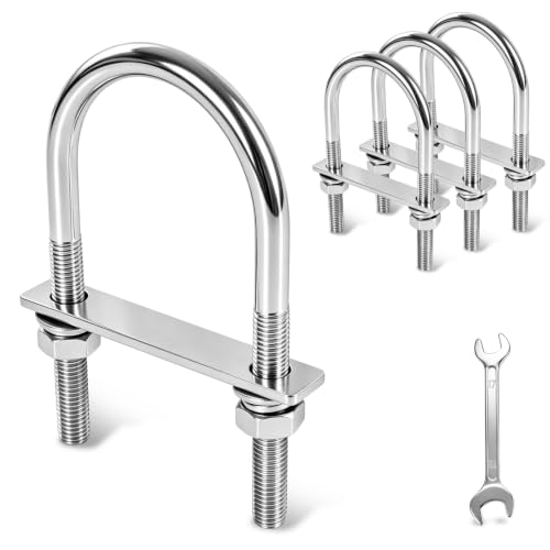 4 Pack U Bolt 2.5 Inch Wide, 304 Stainless Steel U-Bolt Kit M10×65mm×127mm U Bolts Rustproof for Boat, Pipe Mount & Industrial M10x65mmx127mm 4