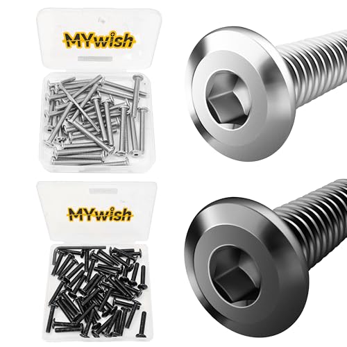 Mywish 30Pcs M5 x 40mm & M6 x 30mm 50Pcs Flat Head Hex Socket Cap Screws Bolts, 304 Stainless Steel Furniture Bolts Full Thread & Hex Spanner