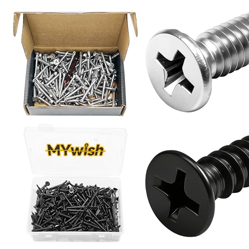 Mywish (150Pcs) #10 x 1-1/2" Self Tapping Screws & (250pcs) #8 x 1-1/4" for Sheet Metal Self Tapping Screws, 410 Stainless Steel, Tek Self Drilling Mouting Screw for Metal Plastic Fast Tapping