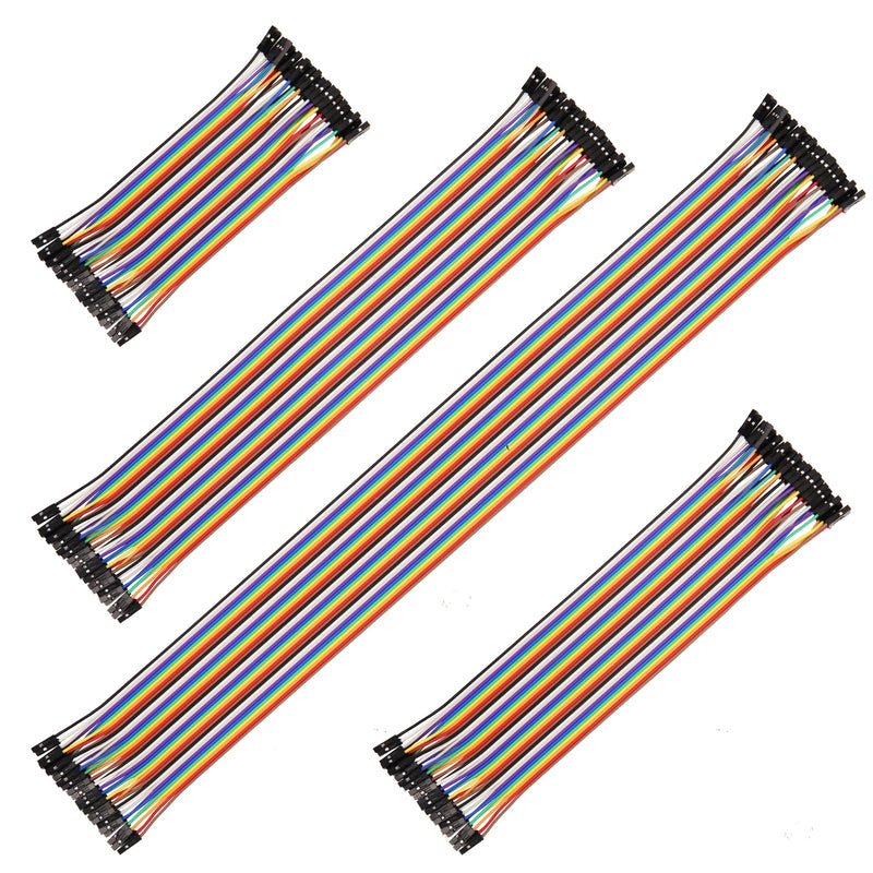 Jumper Cable, 160 Pieces Dupon Cable Set, Female-Female Cables, Plug-In Jumpers, 28AWG 10/20/30/40 cm Multicolored Jumper Wire with Dupon Connector for Arduino, Raspberry Pi & Electronics Projects