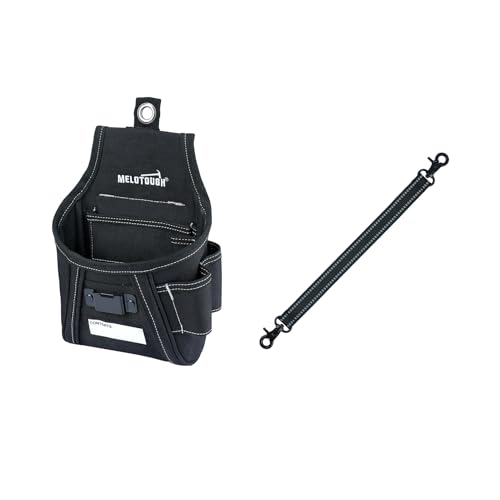 MELOTOUGH Nail and Screw Organizer Pouch with Belt Clip, Electrical Tape Holder Tape Thong with Trigger Snap Hook(Black)