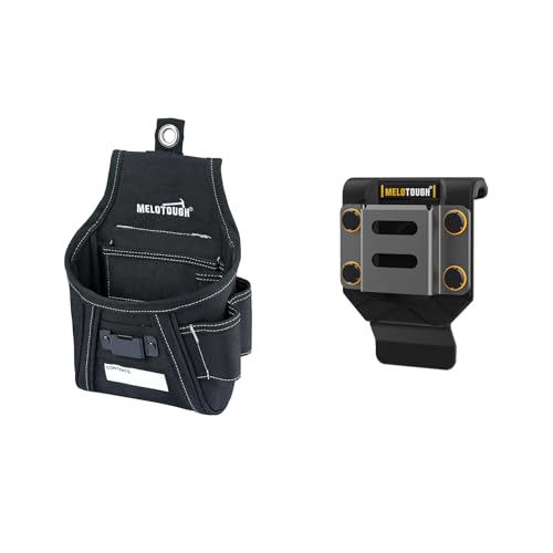 MELOTOUGH Nail and Screw Organizer Pouch with Belt Clip, Drill Holder for Tool Belt,Drill Holster(Black)