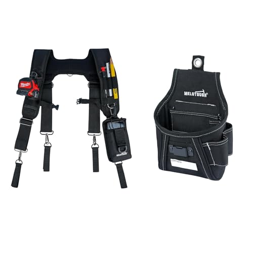 MELOTOUGH Tool Belt Suspenders Construction Bag Suspenders, Nail and Screw Organizer Bag for Electricians and Carpenters