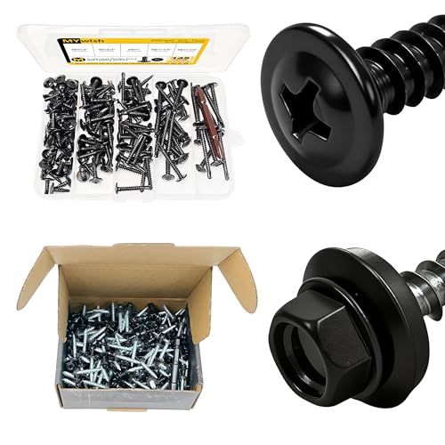 Mywish 145 Pieces #8 Self Tapping Screws Assortment Kit for Metal & 300Pcs #10 x 1-1/2 Hex Head Self Tapping Metal Roofing Screws with Rubber Washer, Self-Drilling Screws Quick Tapping Screw