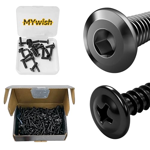 Mywish M6 x 20mm 20Pcs Flat Head Hex Socket Cap Screws Bolts & 250Pcs #8 × 1-1/4 inch Phillips Truss Head Wood Screws, Stainless Steel Screws, Quick Metal Self Tapping, Furniture Bolts Full Thread