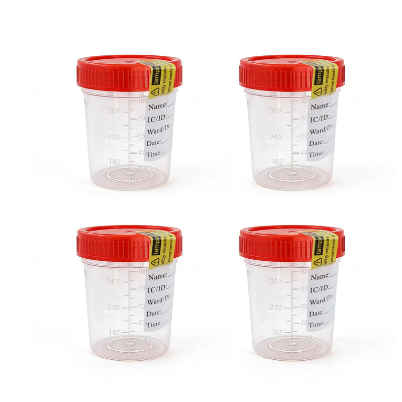 LATRAT 4 Sterile Urine Containers 120ml Liquid Container for Testing Safe Collection of Saddles Urine Bottle Urine Container with Screw Lid Sample Bottle