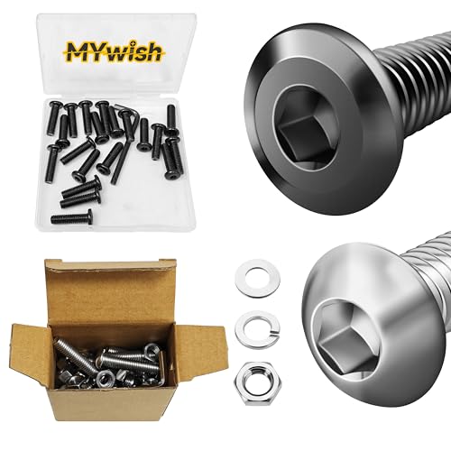 Mywish M8 x 30mm 20Pcs Flat Head Hex Socket Cap Screws Bolt & (20Sets) 5/16 Bolt, 5/16-18 x 1-1/2" Button Head Socket Cap Nuts and Bolts, 304 Stainless Steel Furniture Bolts Full Thread, Bolts and N