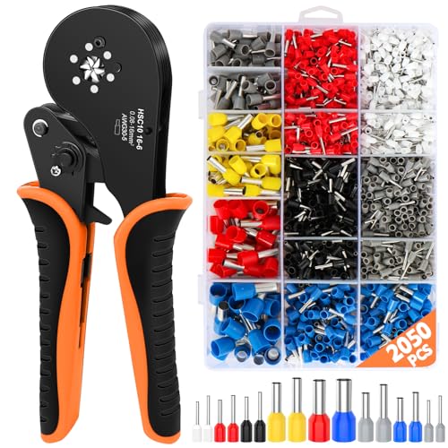 Ferrule Crimping Tool Kit with 2050PCS Connectors,AWG 30-5 2050