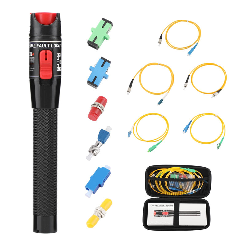 Fibre Optic Tool Set with Fibre Optic Tester, FC to LC Adapter, SC/APC FC SC LC ST/UPC Fibre Optic Adapter and Fibre Optic Cable Fibre Optic Patch Cable, 15 mw 15 km Visual Fault Locator Test Kit (15 | Glasfaser Reinigungsset mit FC-Stecker auf LC-Buch...